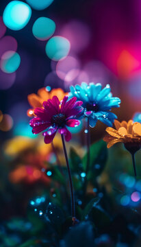 A Flower's Radiant Aura: Bokeh with Vibrant Colors that Shine - Generative Ai