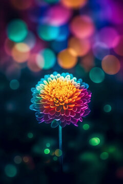 Vibrant Blooms: A Bokeh Flower with Colors that Pop - Generative Ai
