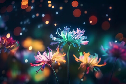 Vibrant Blooms: A Bokeh Flower with Colors that Pop - Generative Ai