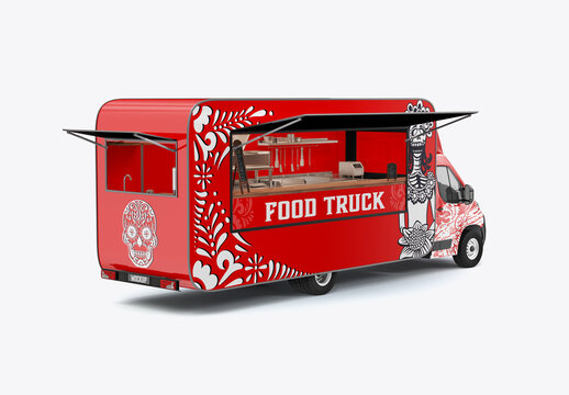 Food Truck Caravan Mockup