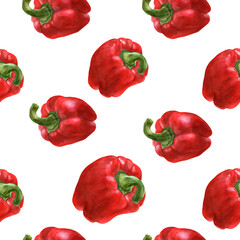 Watercolor pattern by red sweet bell pepper