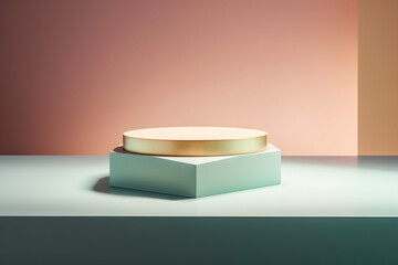 cylinder pedestal podium, empty room, Product display presentation. Studio room concept, Minimal wall scene, ai generative
