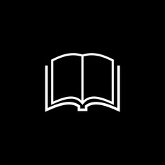 Open book icon isolated on black background. 