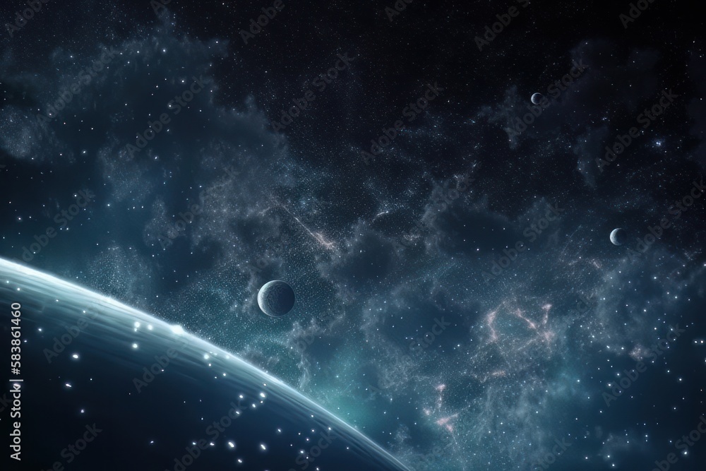 Poster galaxy in a free space. generative ai