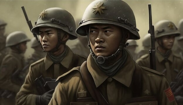 china soldier in military uniform