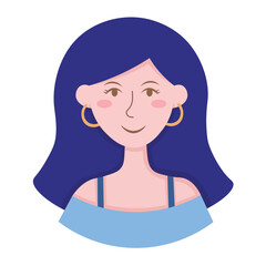 Doodle Flat Clipart. Simple portrait, avatar of a young woman. All Objects Are Repainted.