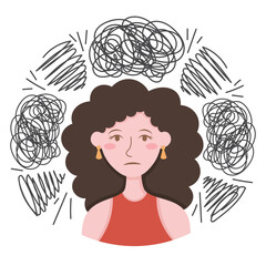 Doodle Flat Clipart. Illustration about mental health. All Objects Are Repainted.
