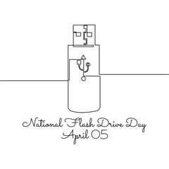 single line art of national flash drive day good for national flash drive day celebrate. line art. illustration.