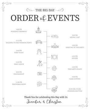 Wedding Day timeline - vector infographic template