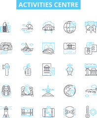 Activities centre vector line icons set. Activity, Centre, Outdoors, Games, Sports, Education, Theatre illustration outline concept symbols and signs