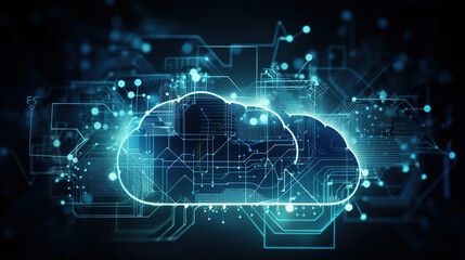 Futuristic Cloud Computing Technology Concept Illustration. generative ai.