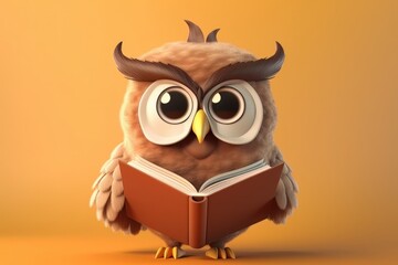 Cute Cartoon Owl with Graduation Cap. Generative ai