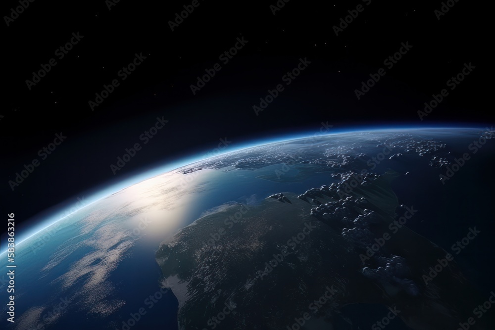 Poster Planet Earth in space 3D rendering. Generative ai