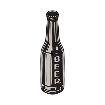 Vintage retro beer brewing element. Can be used for emblem, logo, badge, label. mark, poster or print. Monochrome Graphic Art. Engraving style. Vector