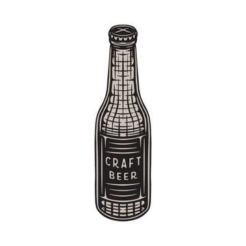 Vintage retro beer brewing element. Can be used for emblem, logo, badge, label. mark, poster or print. Monochrome Graphic Art. Engraving style. Vector