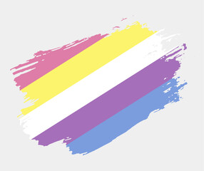 Bigender Alternative Flag painted with brush on white background. LGBT rights concept. Modern pride parades poster. Vector illustration