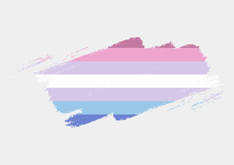 Bigender Flag painted with brush on white background. LGBT rights concept. Modern pride parades poster. Vector illustration