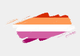 Lesbian Flag painted with brush on white background. LGBT rights concept. Modern pride parades poster. Vector illustration