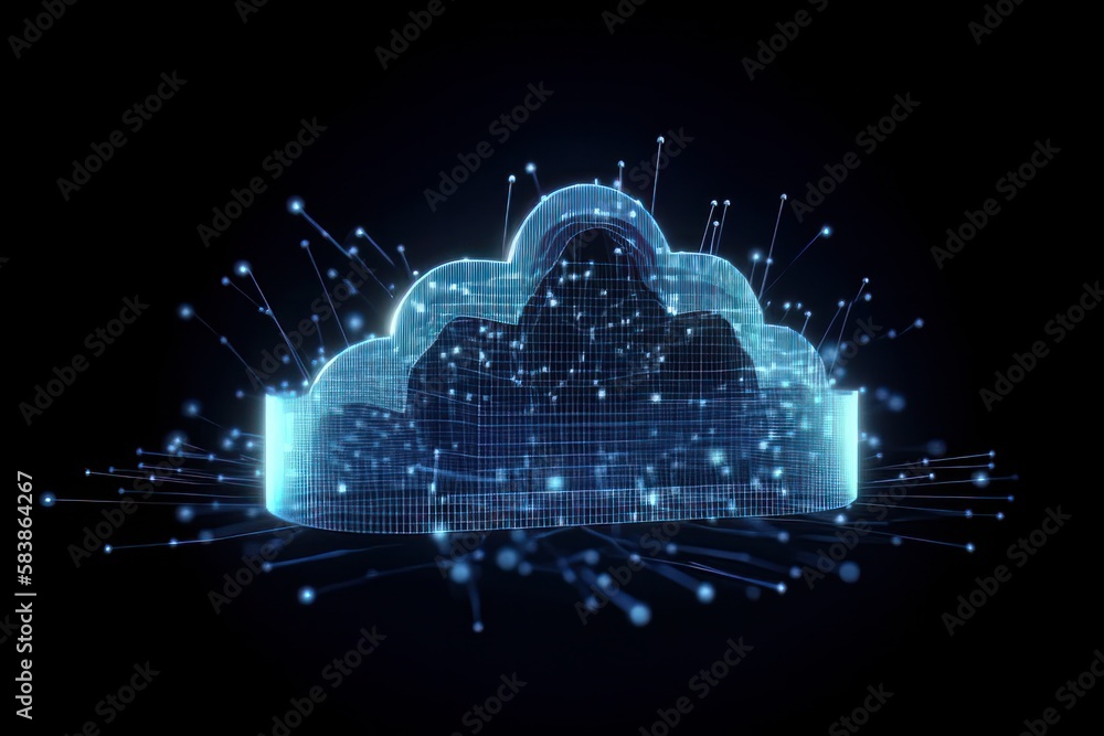 Poster Cloud computing storage technology background digital data services innovation concept. Generative ai