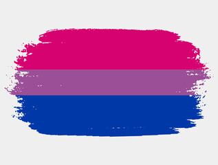 Bisexual Flag painted with brush on white background. LGBT rights concept. Modern pride parades poster. Vector illustration