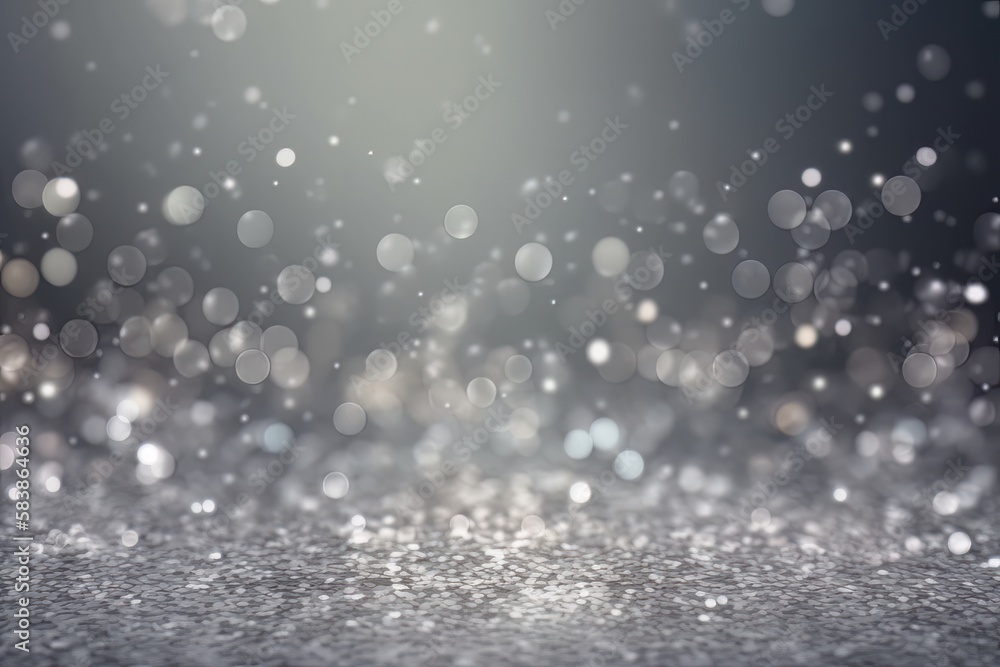 Poster abstract grey glitter bokeh background. generative ai