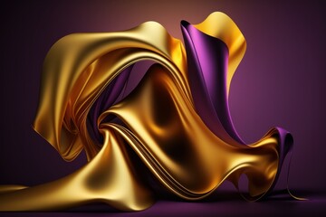 Fototapeta na wymiar Abstract Background with 3D Wave Bright Gold, generative ai