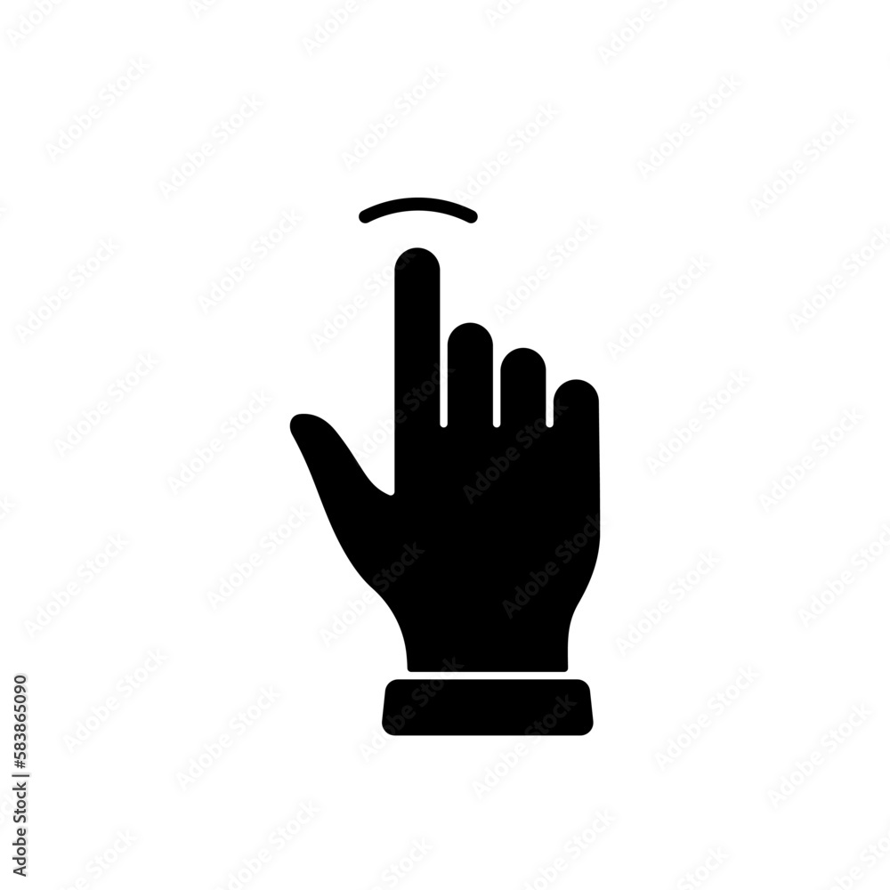 Poster tap gesture, hand cursor of computer mouse black silhouette icon. click double press touch swipe poi
