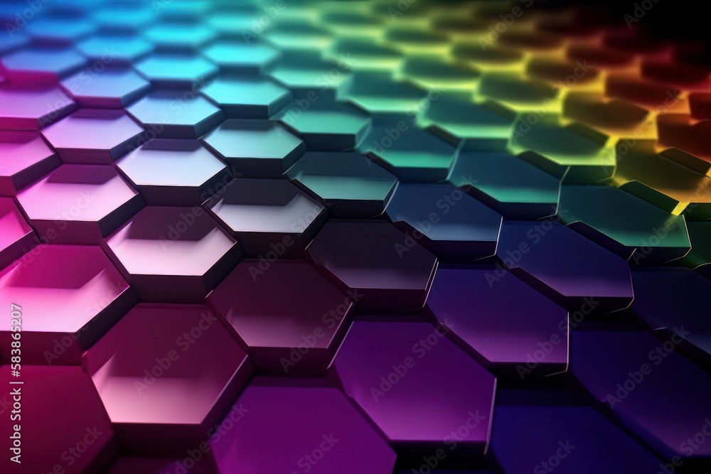 Poster Hexagonal pattern background gradient. Generative ai