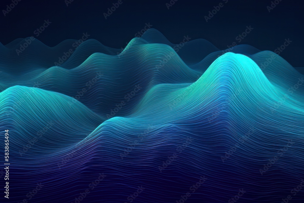 Poster Abstract background with waves. 3D surface. Generative ai