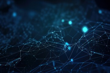 Abstract connection blue background network, Generative ai