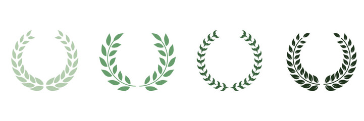 Laurel Wreath Award Green Silhouette Icon. Circle Branch with Leaf Victory Emblem for Winner Pictogram. Wreath Laurel, Olive Leaves Trophy. Vintage Champion Prize Symbol. Isolated Vector Illustration