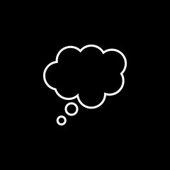 Cloud line icon. Cartoon flat illustration isolated on black
