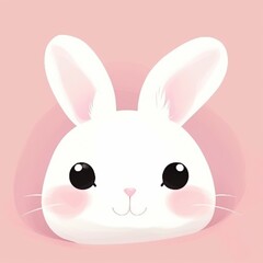 Cute Easter Bunny Face Illustration, Generative AI