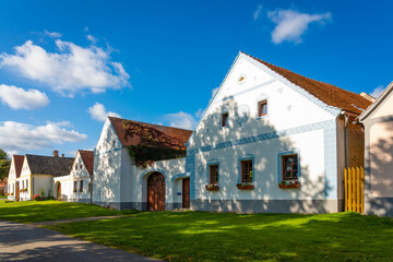 Historical houses at Holasovice Historic Village Reservation, rural baroque style, UNESCO World Heritage Site, Holasovice