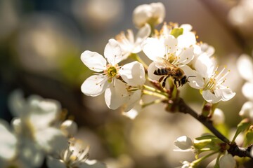 Fototapeta premium Bee Collecting Pollen Generative ai