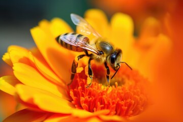 Fototapeta premium Bee Collecting Pollen Generative ai