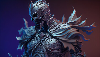 Fototapeta premium Armored game character portrait. Generative AI