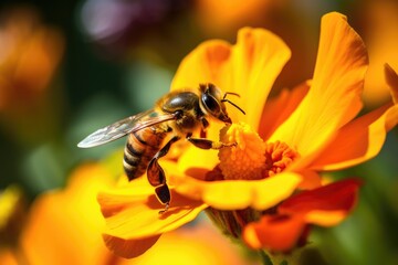 Bee Collecting Pollen Generative ai