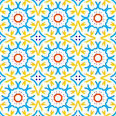 Tribal vector ornament. Seamless pattern of Ethnic art. Geometric mosaic on the tile, majolica. Ancient interior. Modern rug. Geo print on textile.