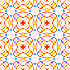 Seamless pattern design for wrapping paper, wallpaper, fabric, decorating and backdrop. Vector Illustration of geometry line art with blue, red, yellow color.