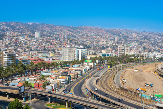 Valparaiso city seen from Mirador Baron, Valparaiso, Chile