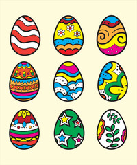 set of easter eggs pattern
