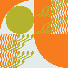 Modern abstract geometric  vector seamless pattern with simple elements and shapes like circle, square and triangle. Graphic pastel colored minimalist background.