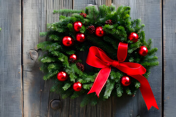 Fototapeta na wymiar christmas wreath on wooden background