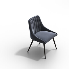 chair with shadow under it isolated on a transparent background, interior furniture, 3D illustration, cg render