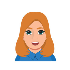 Emojis for women. Emoji-style face. vector illustration. Talking person of self-expression, an avatar for a video blog. Memoji stickers. Profile picture avatar cartoon character portrait vector
