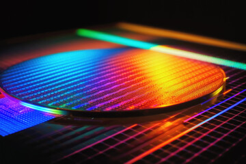 SI wafer,Silicon semiconductor wafer closeup, background - obrazy, fototapety, plakaty