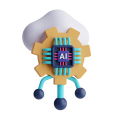 3d cloud and gear machine icon