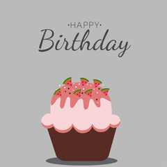 Happy Birthday Cupcake with watermelon  and  Topping 