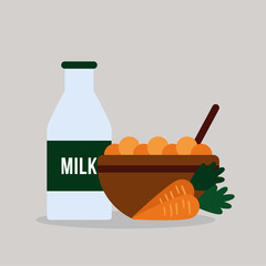 illustration  Cornflakes Carrot   with Milk